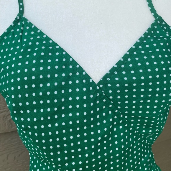 NWOT! Love Stitch Green Polka Dot Wrap Tank, S - Picture 2 of 11